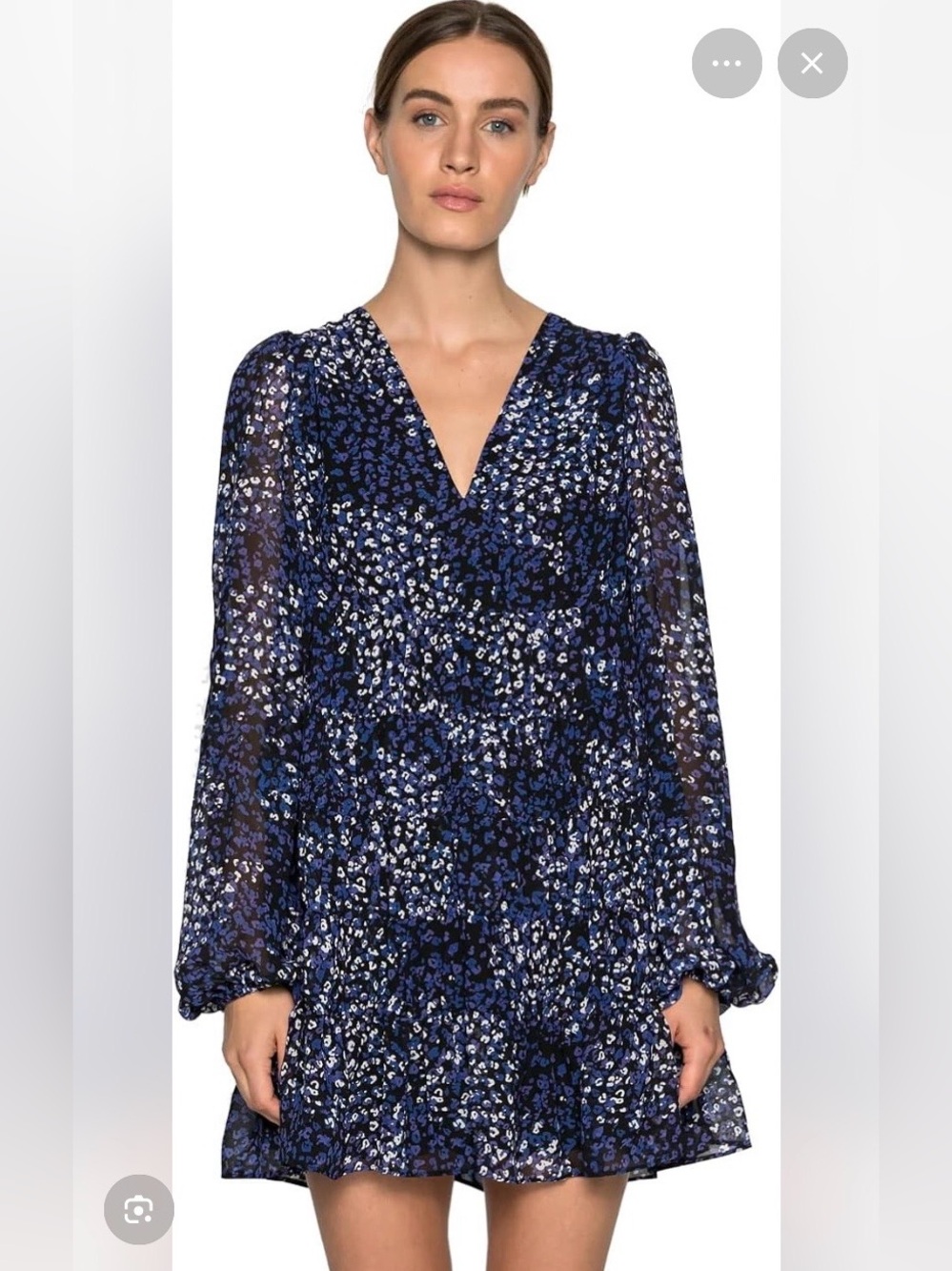 Ted Baker Black Dress with Blue & White Floral Print